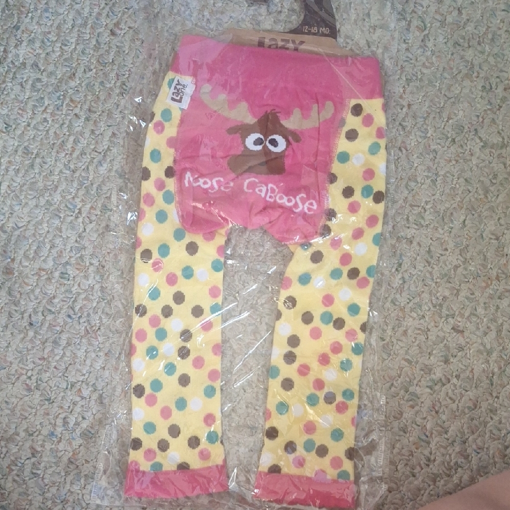Lazy One Pink Moose Baby Leggings